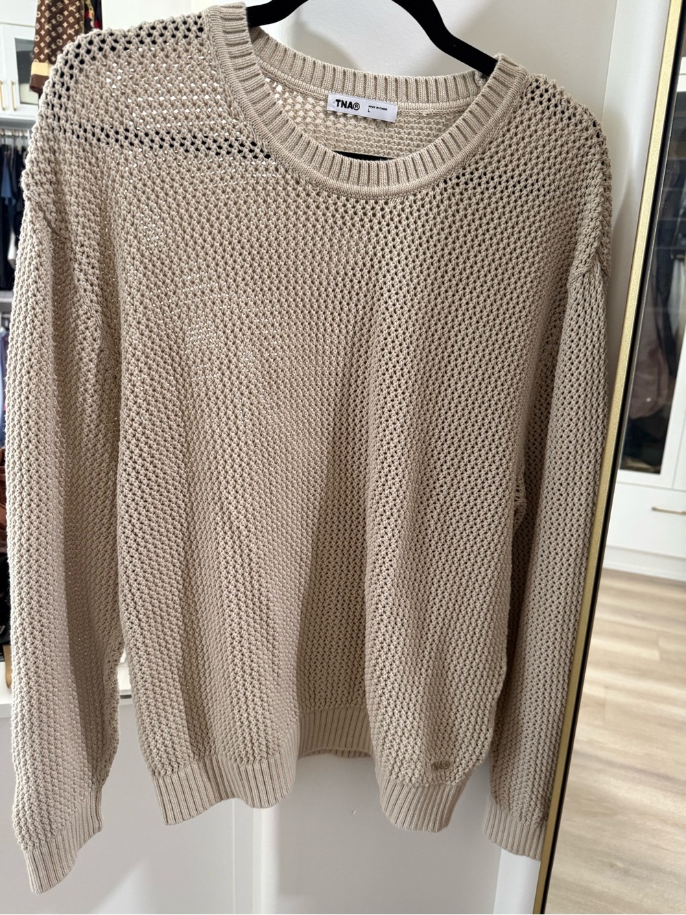 Aritzia TNA Knit Crewneck Sweater in Beige